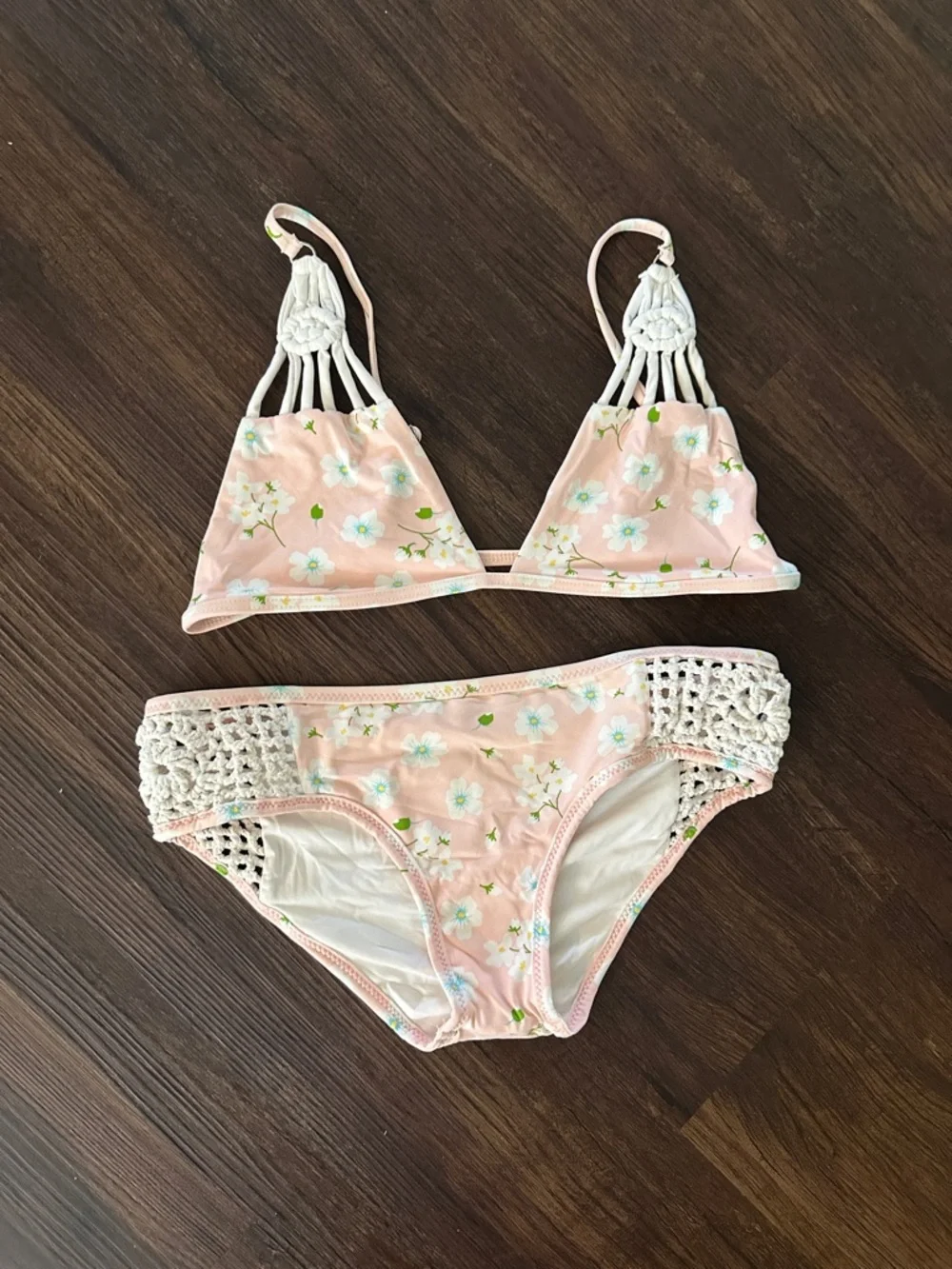 Frankie's Bikinis Cream and Pink Floral